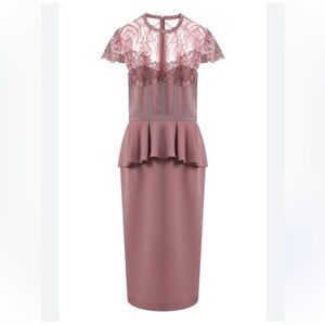 ☀️Zuhair Murad Pink Strapless Peplum Sheath Dress